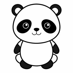 Cute Cartoon Panda Silhouette Vector Illustration.