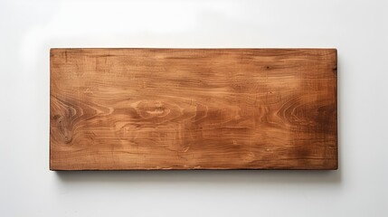 Blank Wooden Sign with Smooth Surface and Sharp Edges on White Background