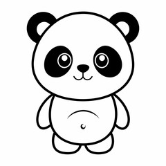 Cute Cartoon Panda Silhouette Vector Illustration