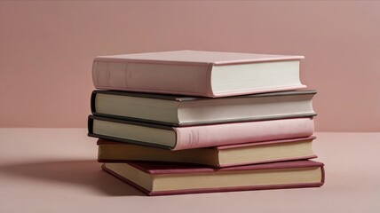 stack of book, a clean solid light background.