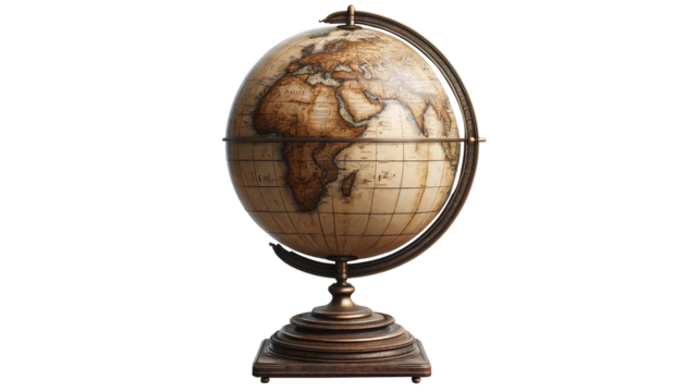 Vinntage globe  isolated on transparent or white background - Powered by Adobe