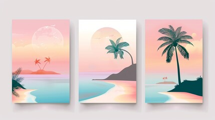 Obraz premium Collection of tropical theme design for poster greeting card books