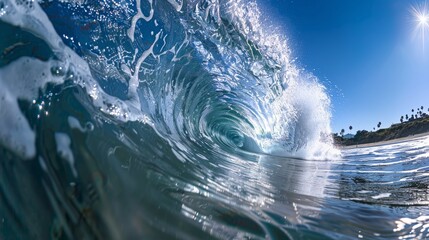 Closeup view of tide of sea water for surfing