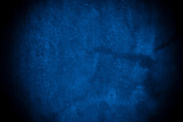 Old wall pattern texture cement blue dark abstract  blue color design are light with black gradient background.
