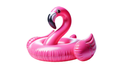 Swimming pool inflatable toy flamingo  isolated on transparent or white background.