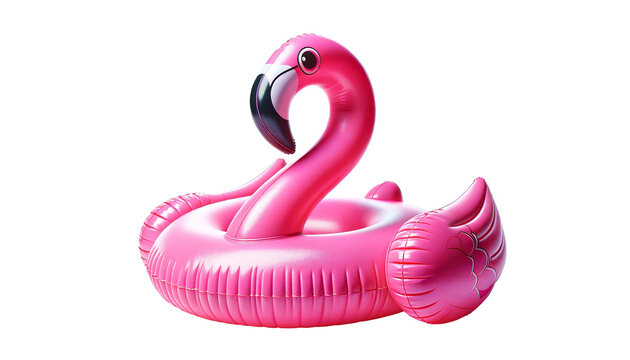 Swimming pool inflatable toy flamingo  isolated on transparent or white background.