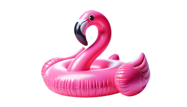 Swimming pool inflatable toy flamingo  isolated on transparent or white background.