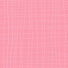 Fototapeta premium Cute checkered hand drawn pattern. Nice purple pastel baby background made in vector. Cottagecore cabincore Plaid geometrical simple texture. Crossing lines. Abstract cute delicate pattern.