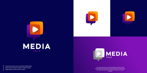 chat and play button ,show program, production, logo design template.