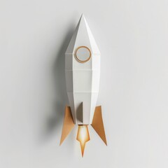A simple paper rocket ship blasts off, a classic vector illustration of space travel