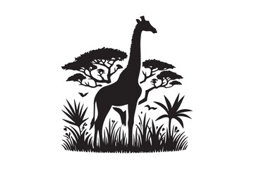 A Giraffe silhouette vector illustration