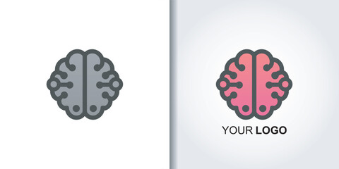 brain tech logo icon template