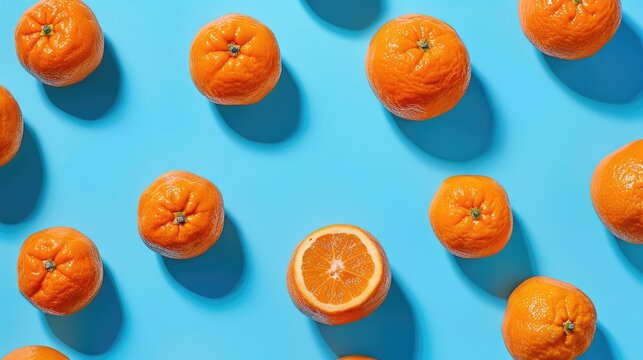 Close up of Mandarin on a Blue Background