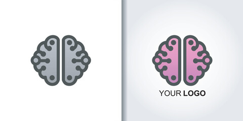 brain tech logo icon template