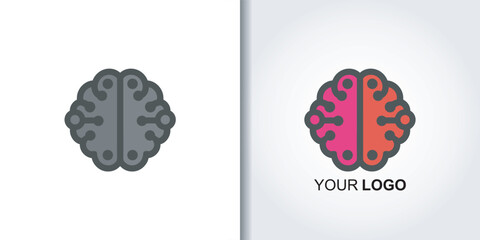 brain tech logo icon template