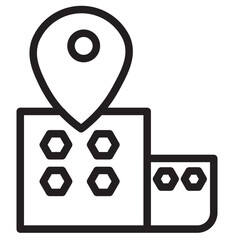 Industry Location Map  Line Icon