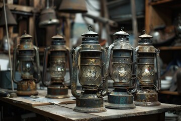 Artistic works with old gas lanterns