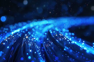 Blue light streak, fiber optic, speed line, futuristic background for 5g or 6g hi tech, mechanical technology wireless data transmission, high-speed internet in modern conceptual. internet network 
