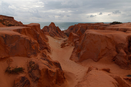 Cliffs in Morro Branco, Cear&aacute;, Brazil