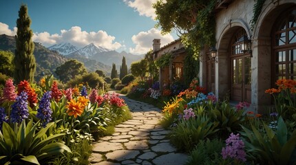 Beautiful landscape botanical garden in summer