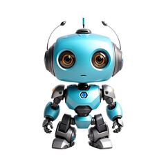 Cute Blue Robot Toy Isolated, Transparent, 3d, Turquoise Color