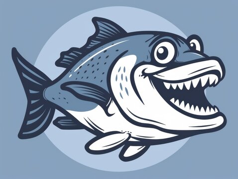 recommend clip art: Supersimple minimalist clean line art of a friendly cod fish who smiles with human teeth, in a logo style, generated with AI