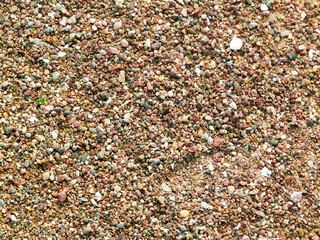 Sand and gravel on a seashore as nature background.