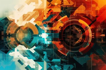 Obraz premium Geometric Colorful modern conceptual hi tech, mechanical technology Background
