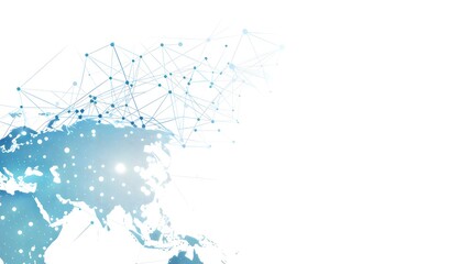 Modern Global Design with Stylized Earth Connecting Dots and Sleek Graphics in Blue Palette