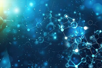 modern conceptual futuristic - Molecules hi tech, mechanical technology with polygonal shapes on bright blue background. design elegant design digital hi tech, mechanical technology concept