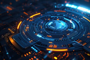 modern conceptual tech background. Futuristic hi tech, mechanical technology interface with geometric shapes