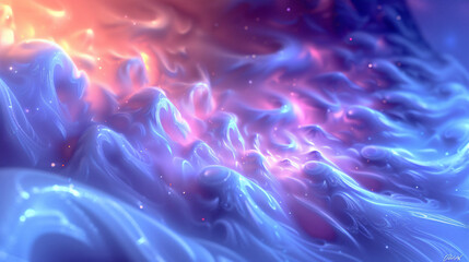 Fototapeta premium A translucent, bioluminescent parasite pulsates with an otherworldly glow against a swirling vortex of nebula-like colors. Abstract 3D background adds depth and mystery.