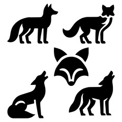 Fox Icons, Ideal for Wildlife and Nature Themes - Flat Vector Illustration