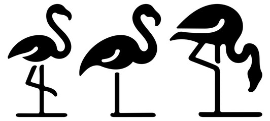 Flamingo Icons, Perfect for Nature and Tropical Themes - Flat Vector Illustration