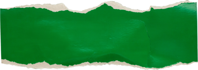 piece of green paper tear isolated on white background
