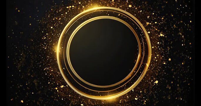 golden round frame. The golden circle is spinning