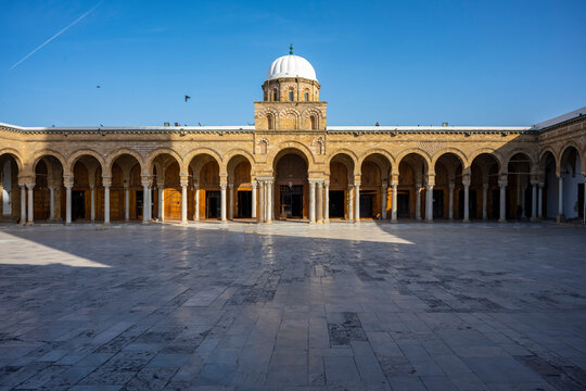 Zitouna Mosque, Located in the heart of Tunis' medina, this important mosque was founded in 734 and built on a site once occupied by a church. It was totally rebuilt in the 9th century and restored