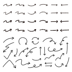 ベクターのシンプルなペンの手書きの矢印セット_黒