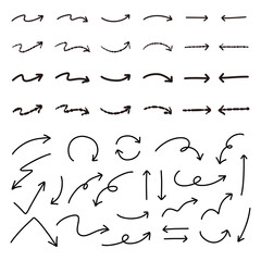 ベクターのシンプルなペンの手書きの矢印セット_黒
