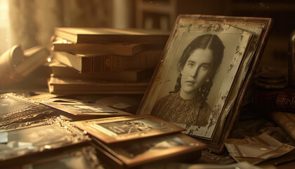 In a forgotten attic filled with dusty relics, she stumbled upon an old photo album, each page whispering memories of bygone days