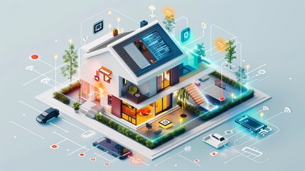 Smart Home Ecosystem: Sensors, Hubs, and Mobile App Controls in a Detailed Diagram with Ample Text Area