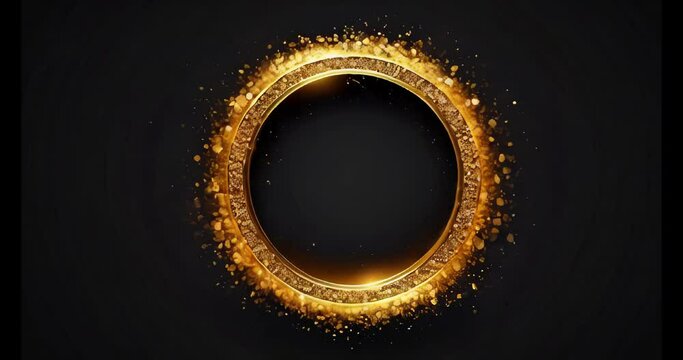 golden round frame. The golden circle is spinning