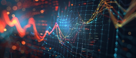 Dynamic Intersection of Line Graphs on Dark Background for Data Analysis and Trends Visualization