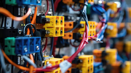 Fototapeta premium Close-Up of Vibrant Wire Harnesses and Connectors