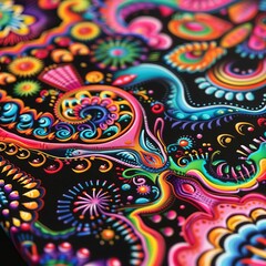 Closeup noblur Model Abstract Art of Psychedelic visual of swirling colors and on a s texture