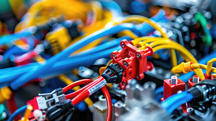 Close-Up of Vibrant Wire Harnesses and Connectors
