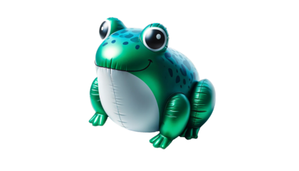 Swimming pool inflatable toy frog isolated on transparent or white background.
