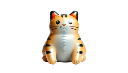 Swimming pool inflatable toy cat isolated on transparent or white background.
