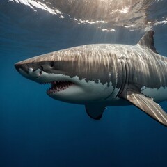 Fototapeta premium Deadly Precision: Hunting Strategies of the Great White Shark