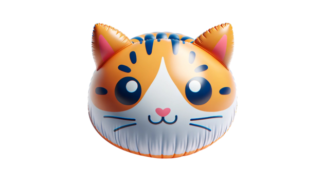 Swimming pool inflatable toy cat isolated on transparent or white background.